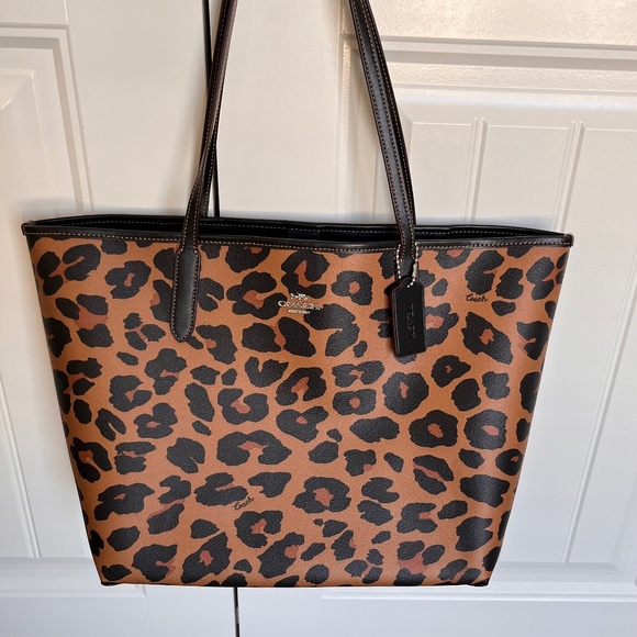 Coach Leopard City Tote - Picture 1 of 3